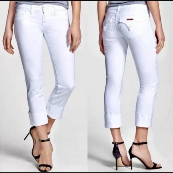 Hudson Jeans Denim - Hudson Crop Ginny Straight Cuffed Jeans in White Size 26